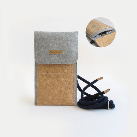 Schoudertas voor Samsung Galaxy M05 | van vilt en biologisch katoen | lichtgrijs - bloom | model KEDJA