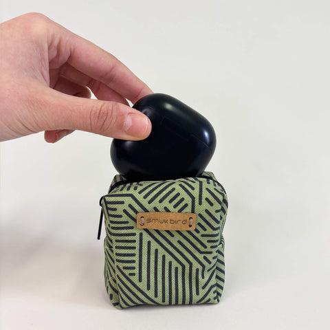 Mini-tasje voor koptelefoons & Co. | gemaakt van biologisch katoen | Ontwerp Strepen | PocketCube-model