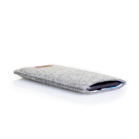 Telefoonhoesje voor Fairphone 6 | van vilt en biologisch katoen | lichtgrijs - shapes | Model "LET"