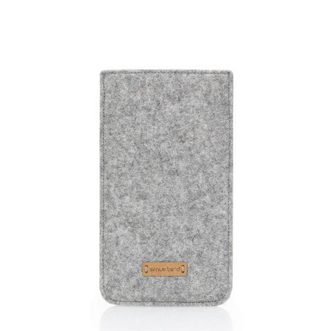 Telefoonhoesje voor Fairphone 6 | van vilt en biologische katoen | lichtgrijs - stripes | Model "LET"