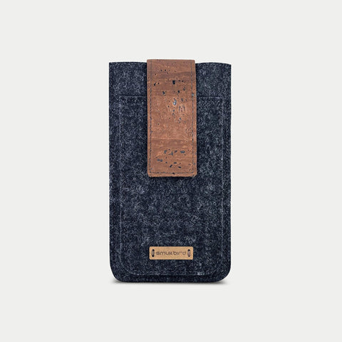 Elegante Gürteltasche aus Filz für Motorola ThinkPhone25 mit magnetischem Verschluss in Anthrazit.