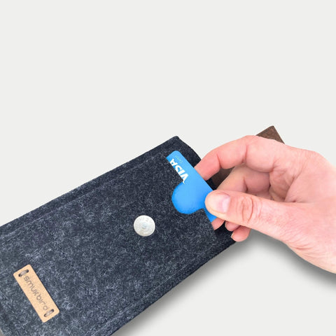 Mobiele heuptas voor Samsung Galaxy A52 | met magneetsluiting en vak voor kaarten | antraciet | model CLIP