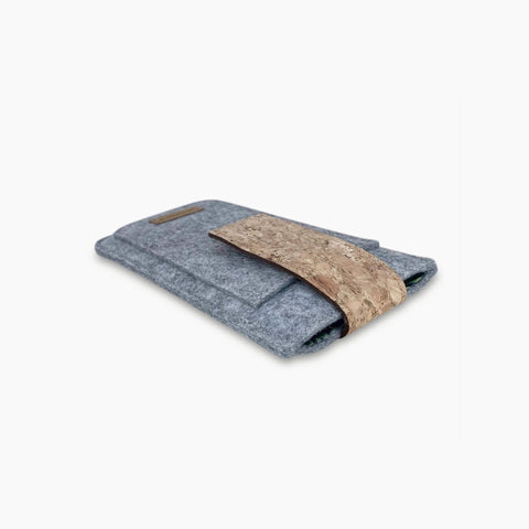 Telefoontas voor Fairphone 4 | met magneetsluiting en extra vak | lichtgrijs - Strepen | Model HAKA