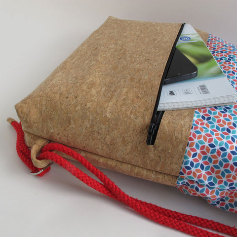 Gymtas, rugzak | gemaakt van katoen en kurk | Kleurrijk