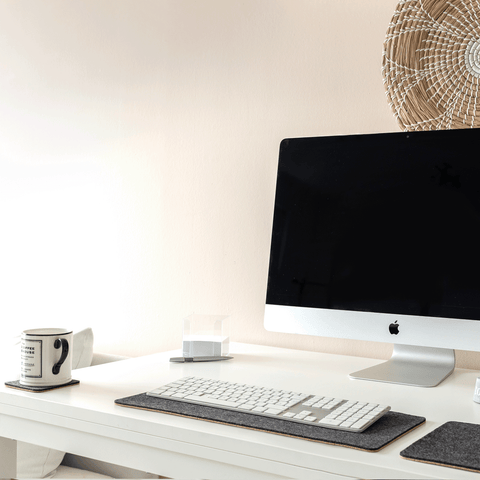 Bureauonderlegger van vilt en kurk | 20x50cm | antraciet