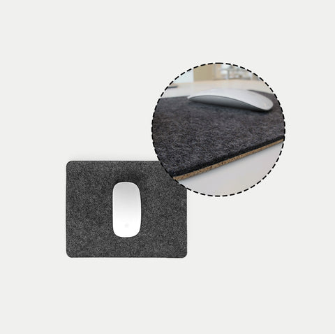 Muismat gemaakt van vilt en kurk | 20x25cm | antraciet