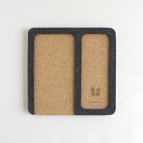 Organizer voor mobiele telefoons, brillen, notitieblokken, horloges, enz. | gemaakt van vilt en kurk | antraciet