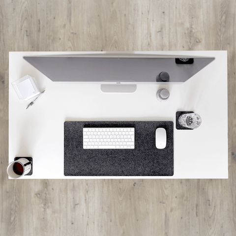 Bureauonderlegger van vilt en kurk | 30x60cm | antraciet