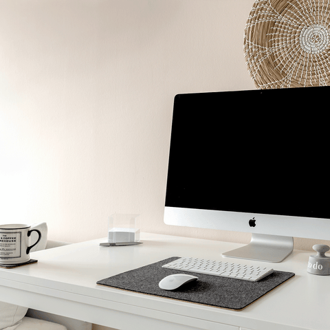 Bureauonderlegger van vilt en kurk | 38x34,5cm | antraciet