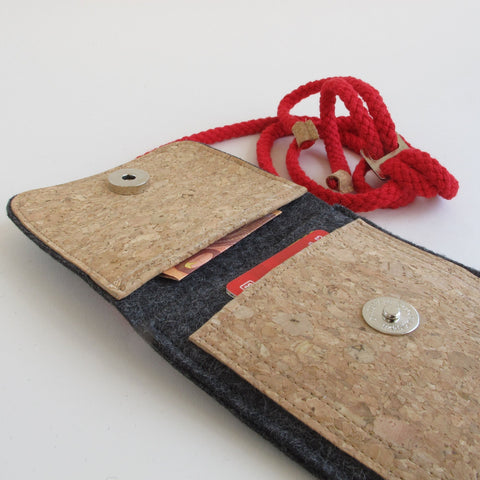 Schoudertas voor Xiaomi Redmi 14C | van vilt en biologisch katoen | antraciet - kleurrijk | model KEDJA