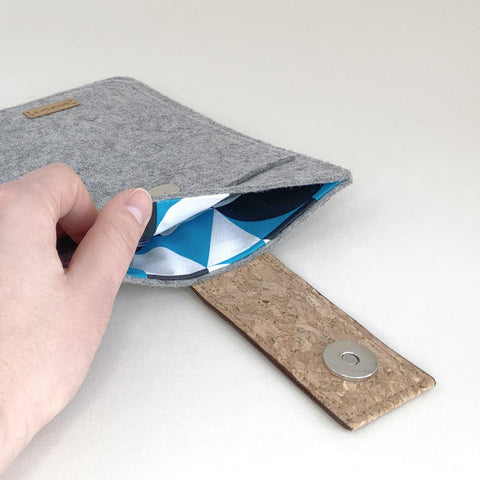 Hoes voor reMarkable Paper Pro | met magnetische sluiting en extra vak | lichtgrijs - Shapes | Model "HAKA"