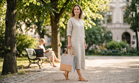 Shopper van vilt en kurk