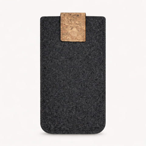 Op maat gemaakt telefoonhoesje | met magnetische sluiting en extra vak | antraciet - sporen | HAKA-model
