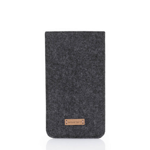 Telefoonhoesje voor iPhone 16 | gemaakt van vilt en biologisch katoen | antraciet - vormen | Model "LET"
