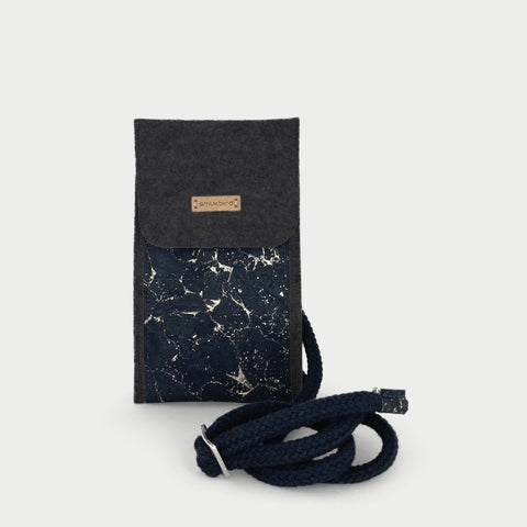 Schoudertas voor Fairphone 6 | van vilt en biologische katoen | antraciet - zwart | Model KEDJA deluxe