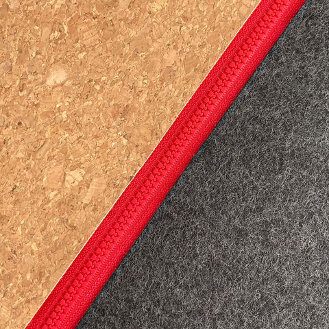Accessoiretas voor kabels enz. | gemaakt van vilt en kurk | antraciet-rood