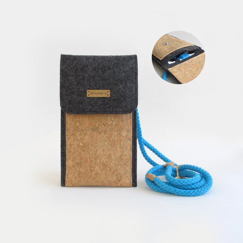Schoudertas voor Fairphone 3 | gemaakt van vilt en biologisch katoen | antraciet - vormen | Model KEDJA