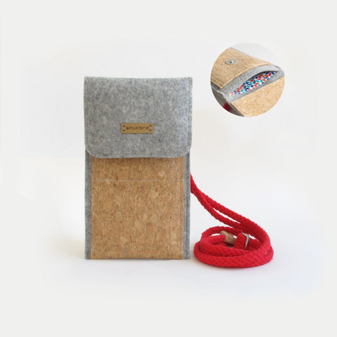 Schoudertas voor Fairphone 3 | gemaakt van vilt en biologisch katoen | lichtgrijs - kleurrijk | Model KEDJA