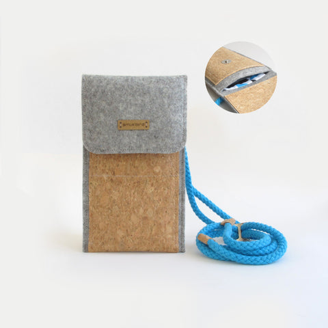 Schoudertas voor Fairphone 4 | gemaakt van vilt en biologisch katoen | lichtgrijs - vormen | Model KEDJA