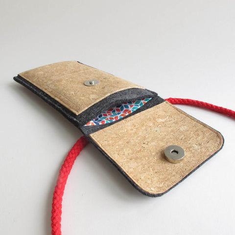 Schoudertas voor Fairphone 3 | gemaakt van vilt en biologisch katoen | antraciet - kleurrijk | Model KEDJA