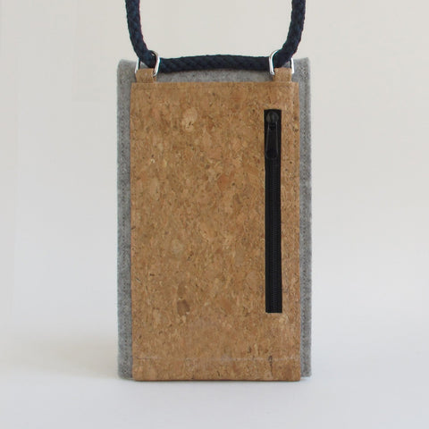 Schoudertas voor Fairphone 4 | gemaakt van vilt en biologisch katoen | lichtgrijs - bloei | Model KEDJA