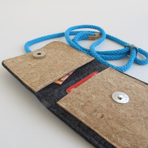 Schoudertas voor Fairphone 4 | gemaakt van vilt en biologisch katoen | antraciet - vormen | Model KEDJA