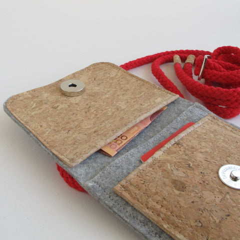 Schoudertas voor Fairphone 3 | gemaakt van vilt en biologisch katoen | lichtgrijs - kleurrijk | Model KEDJA