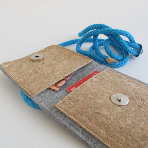 Schoudertas voor Fairphone 4 | gemaakt van vilt en biologisch katoen | lichtgrijs - vormen | Model KEDJA