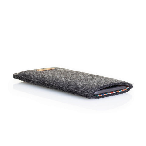 Telefoonhoesje voor Xiaomi Redmi Note 10 Pro | gemaakt van vilt en biologisch katoen | antraciet - kleurrijk | Model "LET"