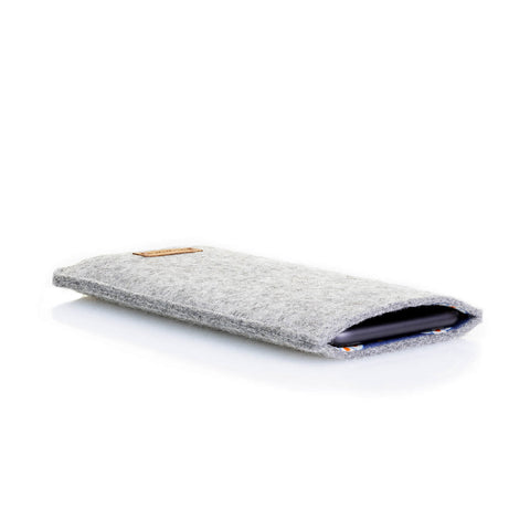 Telefoontas voor Xiaomi Redmi Note 11 | gemaakt van vilt en biologisch katoen | lichtgrijs - bloei | Model "LET"