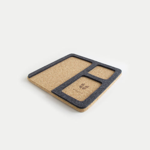 Organizer voor telefoon, sleutels, sieraden & co. | gemaakt van vilt en kurk | antraciet
