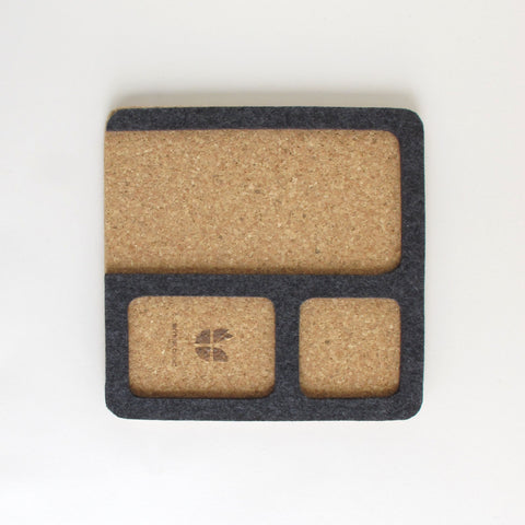 Organizer voor telefoon, sleutels, sieraden & co. | gemaakt van vilt en kurk | antraciet