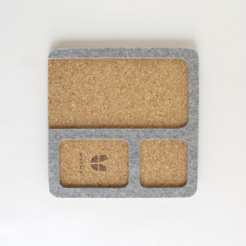 Organizer voor telefoon, sleutels, sieraden & co. | gemaakt van vilt en kurk | lichtgrijs