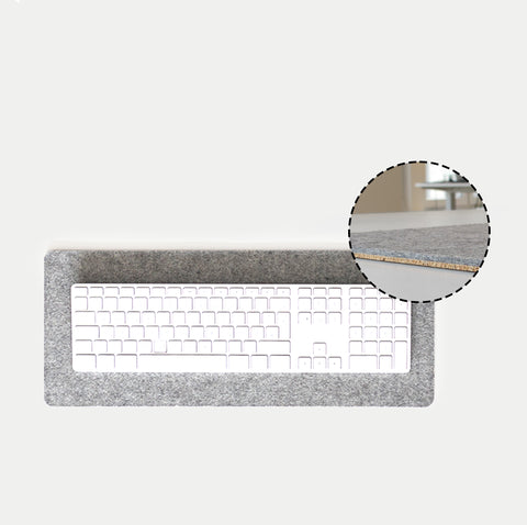 Bureauonderlegger van vilt en kurk | 20x50cm | lichtgrijs