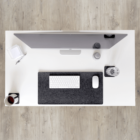 Bureauonderlegger van vilt en kurk | 40x90cm | antraciet